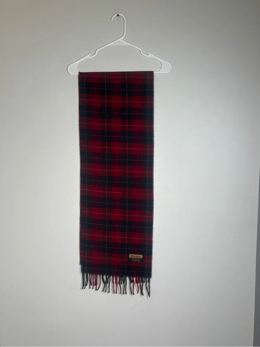 Jockey Red and Black Plaid Fringe Scarf